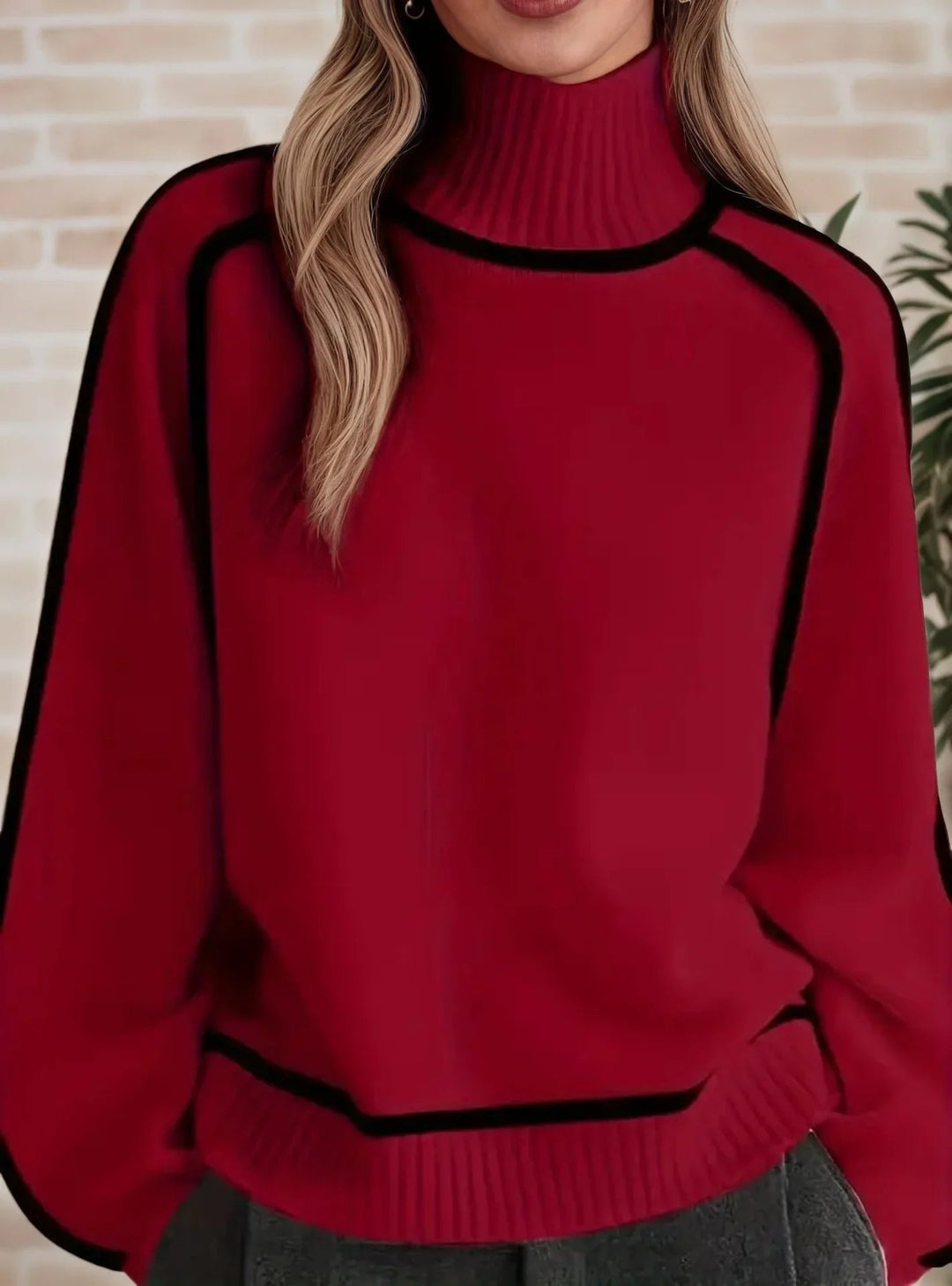 Women's Colourblock Turtleneck Sweater