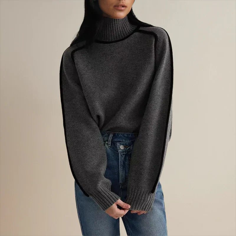 Women's Colourblock Turtleneck Sweater