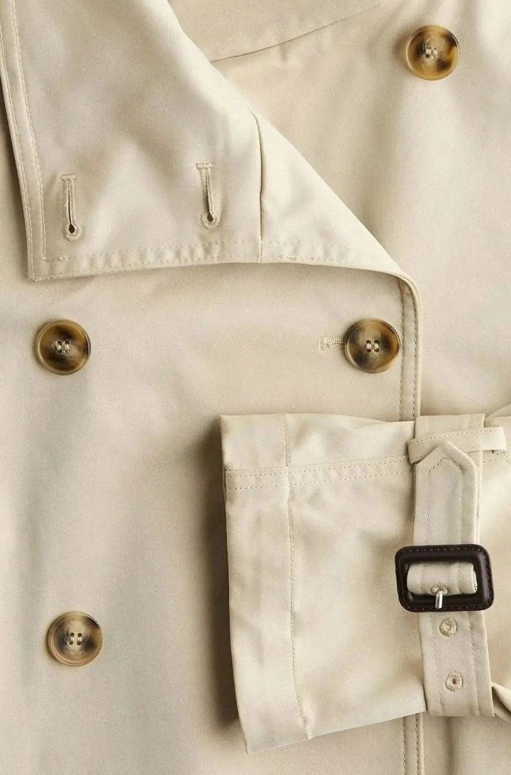Women's Cropped Trench Coat Stand-Up Collar Belted Jacket