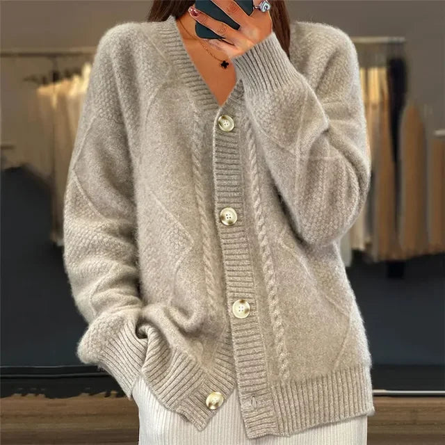 Women's Diamond Knit Button Cardigan