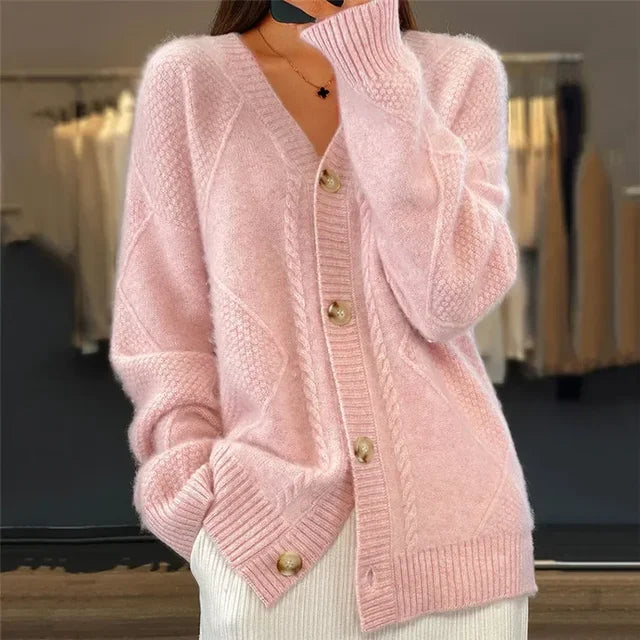 Women's Diamond Knit Button Cardigan