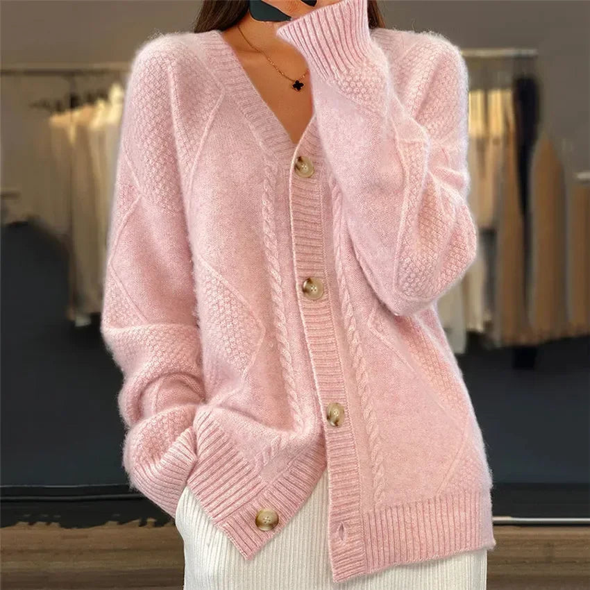Women's Diamond Knit Button Cardigan
