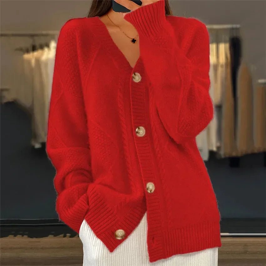 Women's Diamond Knit Button Cardigan