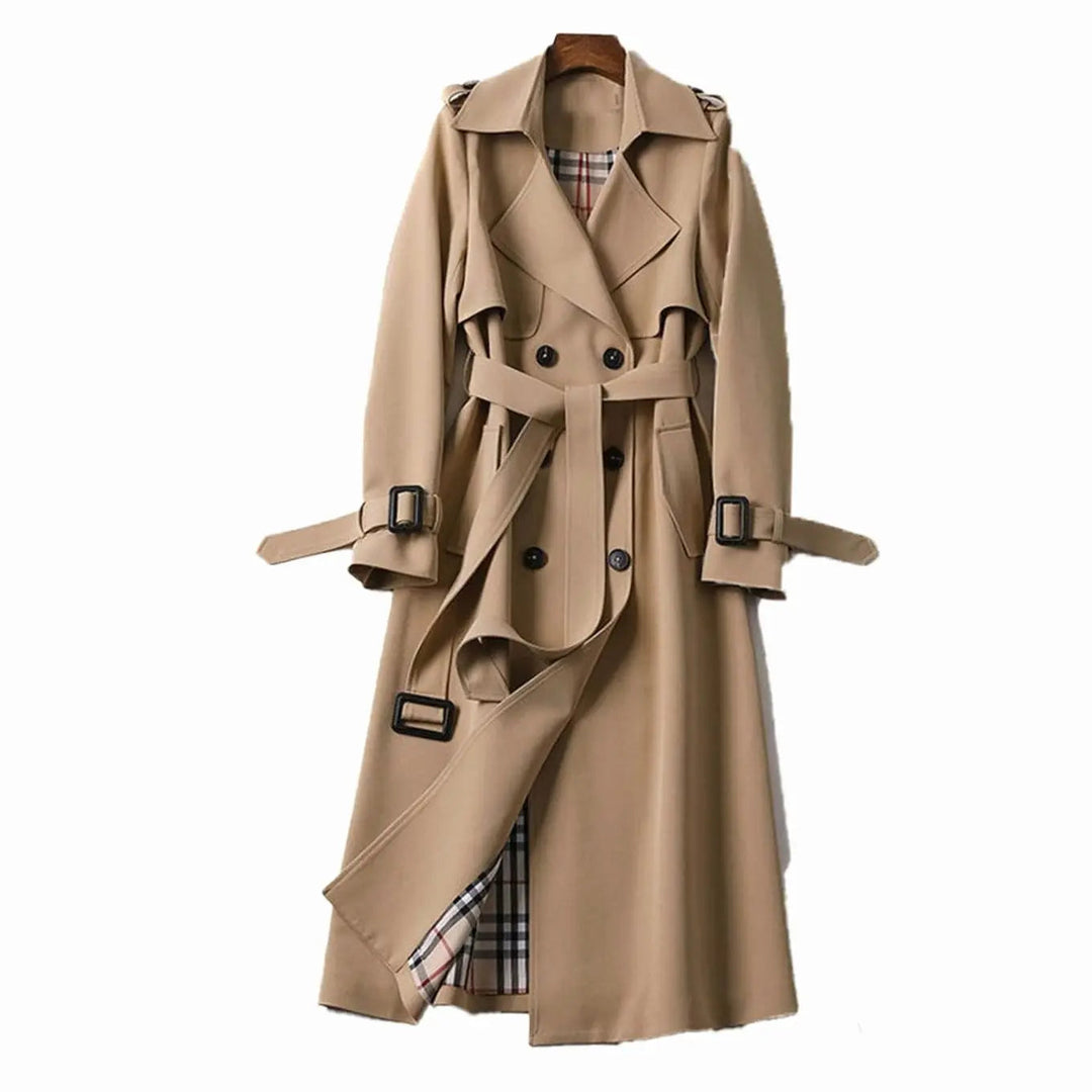 Women's Double-Breasted Belted Long Trench Coat