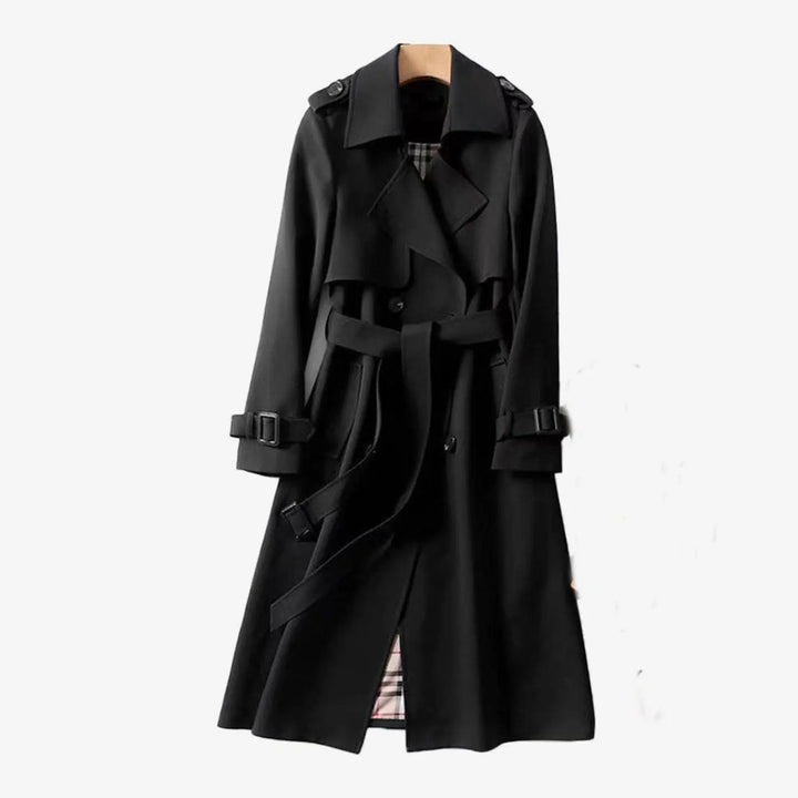 Women's Double-Breasted Belted Long Trench Coat