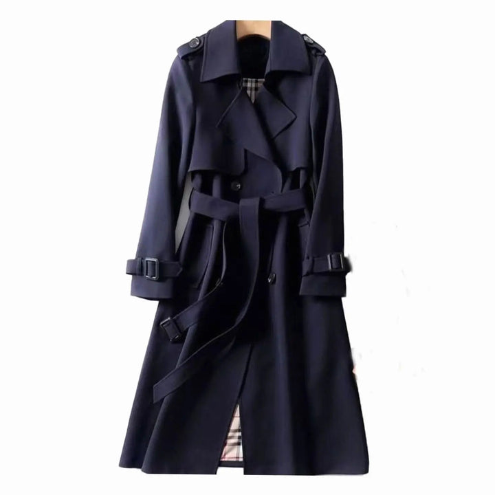 Women's Double-Breasted Belted Long Trench Coat