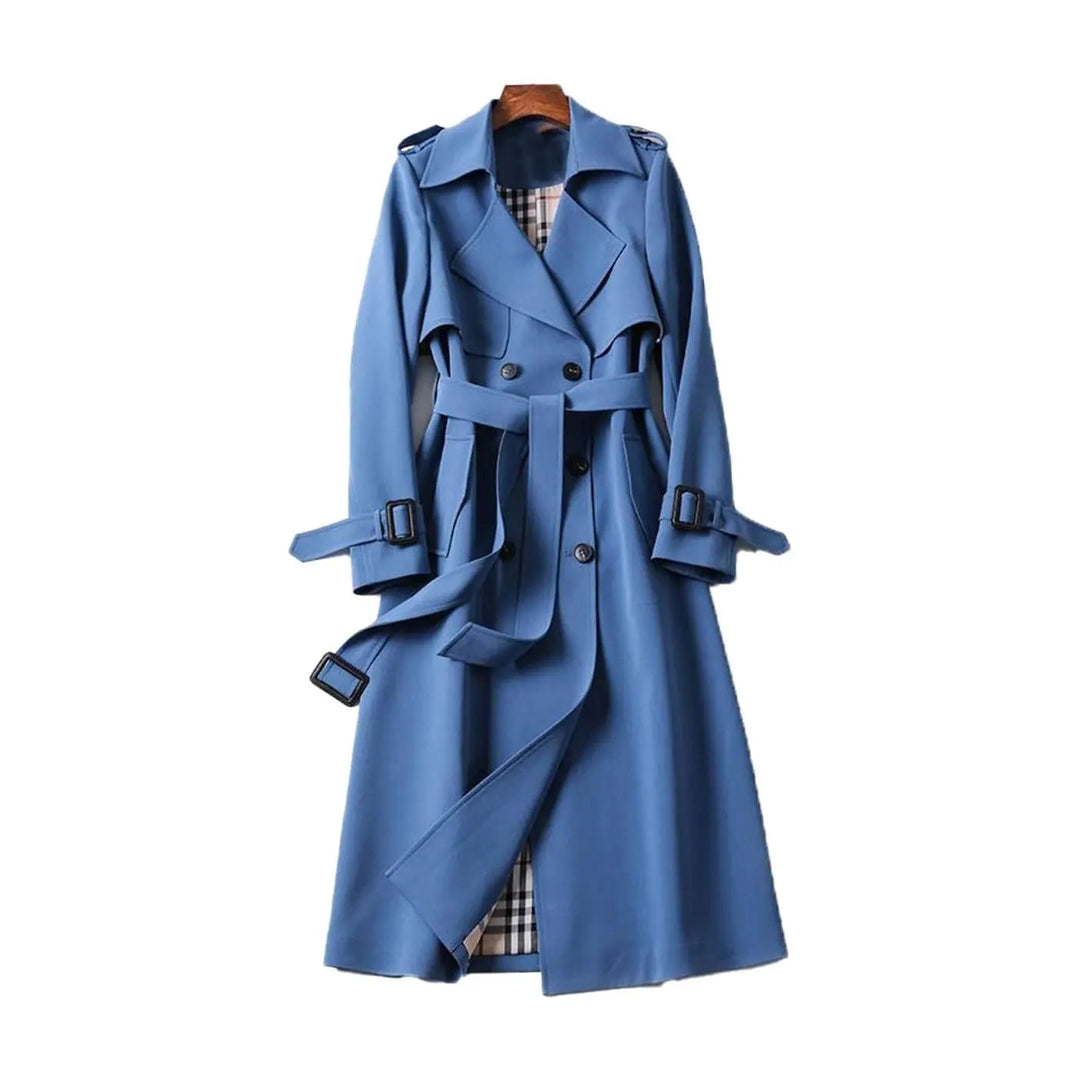 Women's Double-Breasted Belted Long Trench Coat