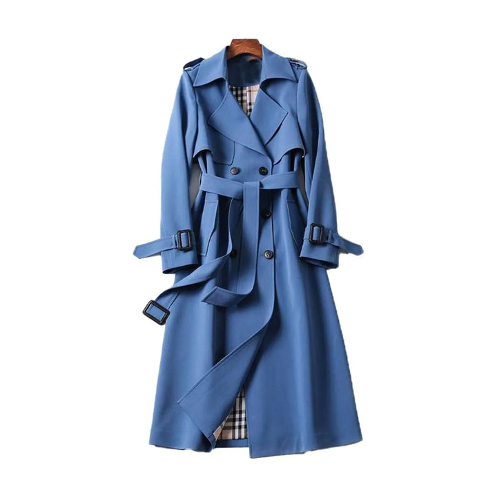 Women's Double-Breasted Belted Long Trench Coat