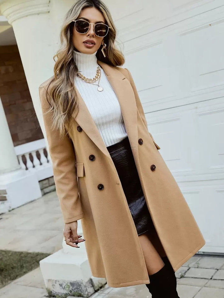 Women's Double-Breasted Wool Blend Coat