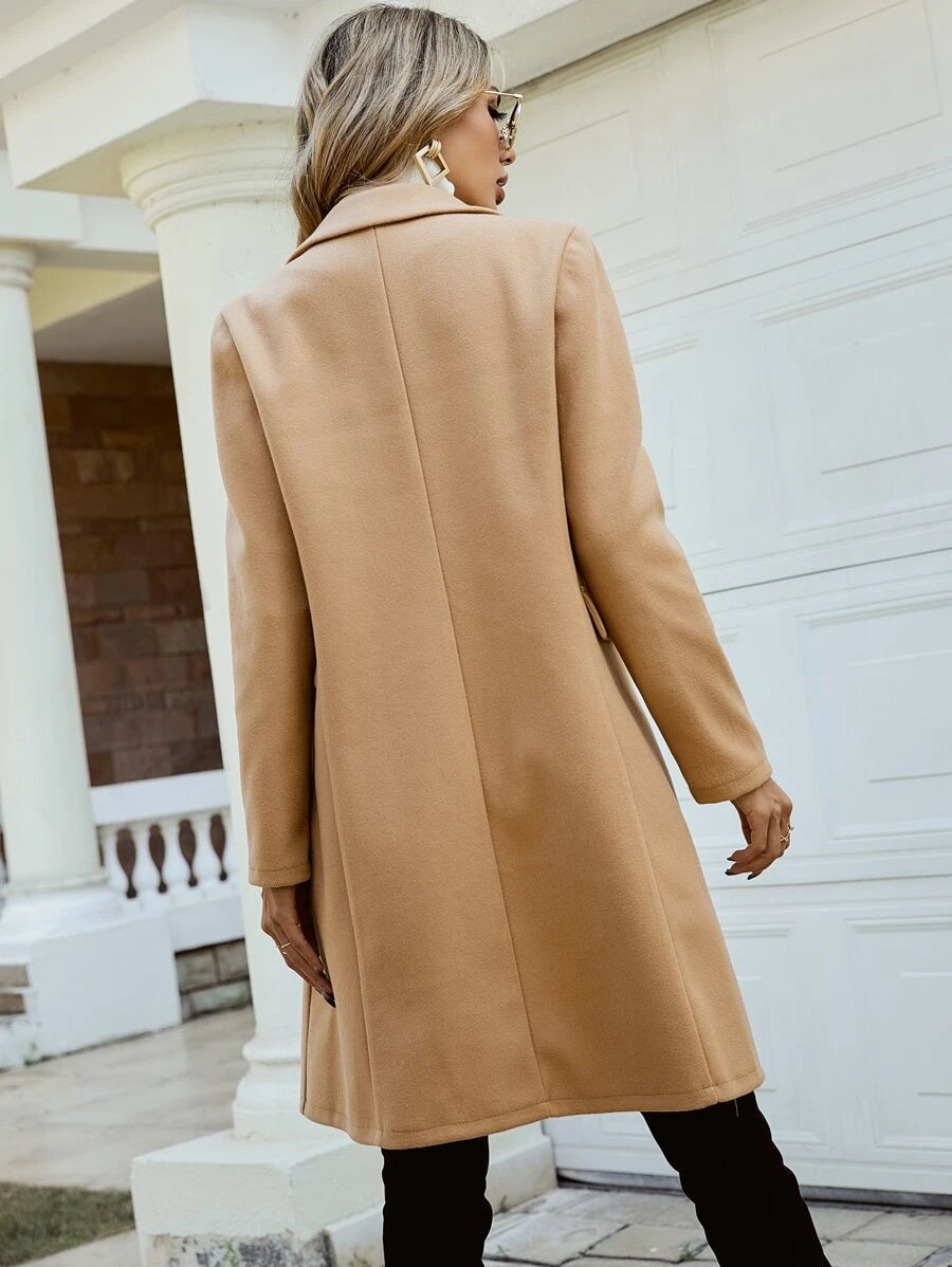 Women's Double-Breasted Wool Blend Coat