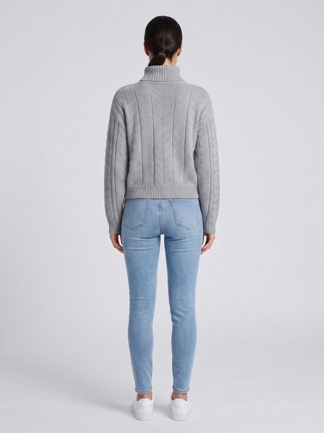 Women's Drop Shoulder Cable Knit Turtleneck