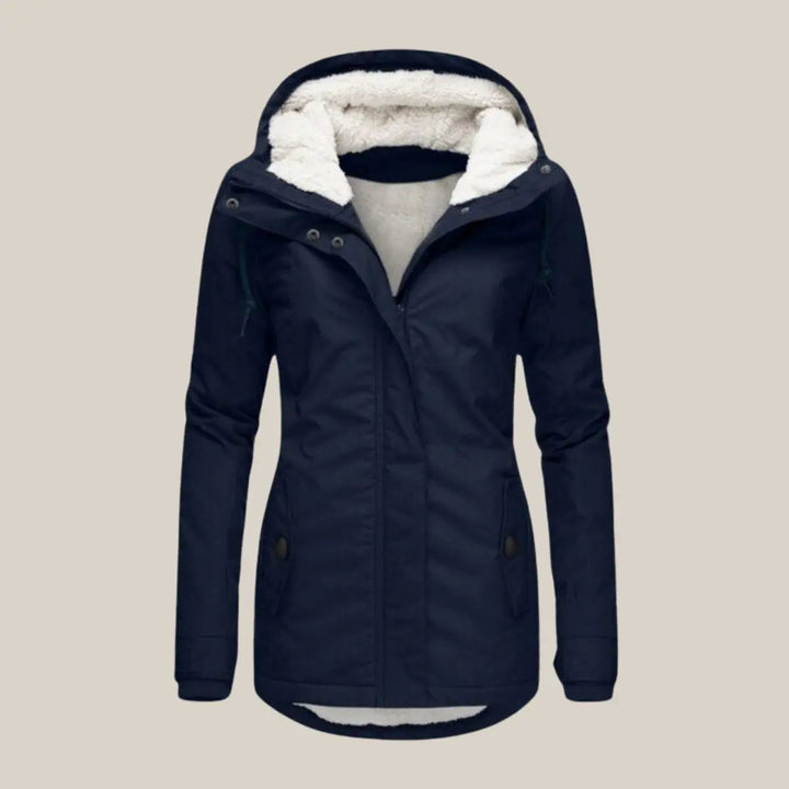 Women's Fleece-Lined Hooded Quilted Jacket Sherpa Winter Coat