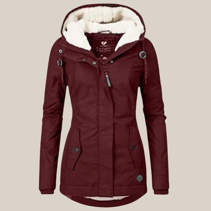 Women's Fleece-Lined Hooded Quilted Jacket Sherpa Winter Coat