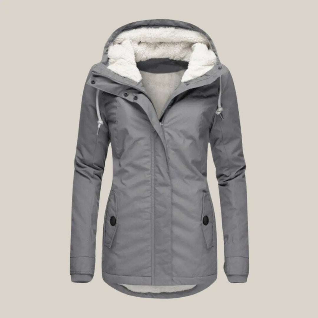 Women's Fleece-Lined Hooded Quilted Jacket Sherpa Winter Coat