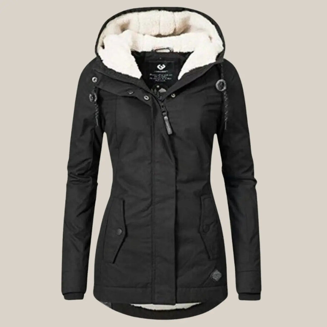 Women's Fleece-Lined Hooded Quilted Jacket Sherpa Winter Coat