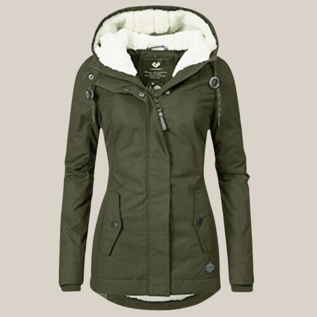 Women's Fleece-Lined Hooded Quilted Jacket Sherpa Winter Coat