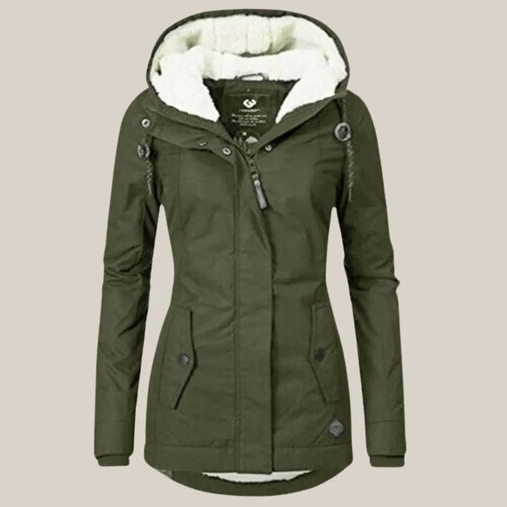 Women's Fleece-Lined Hooded Quilted Jacket Sherpa Winter Coat