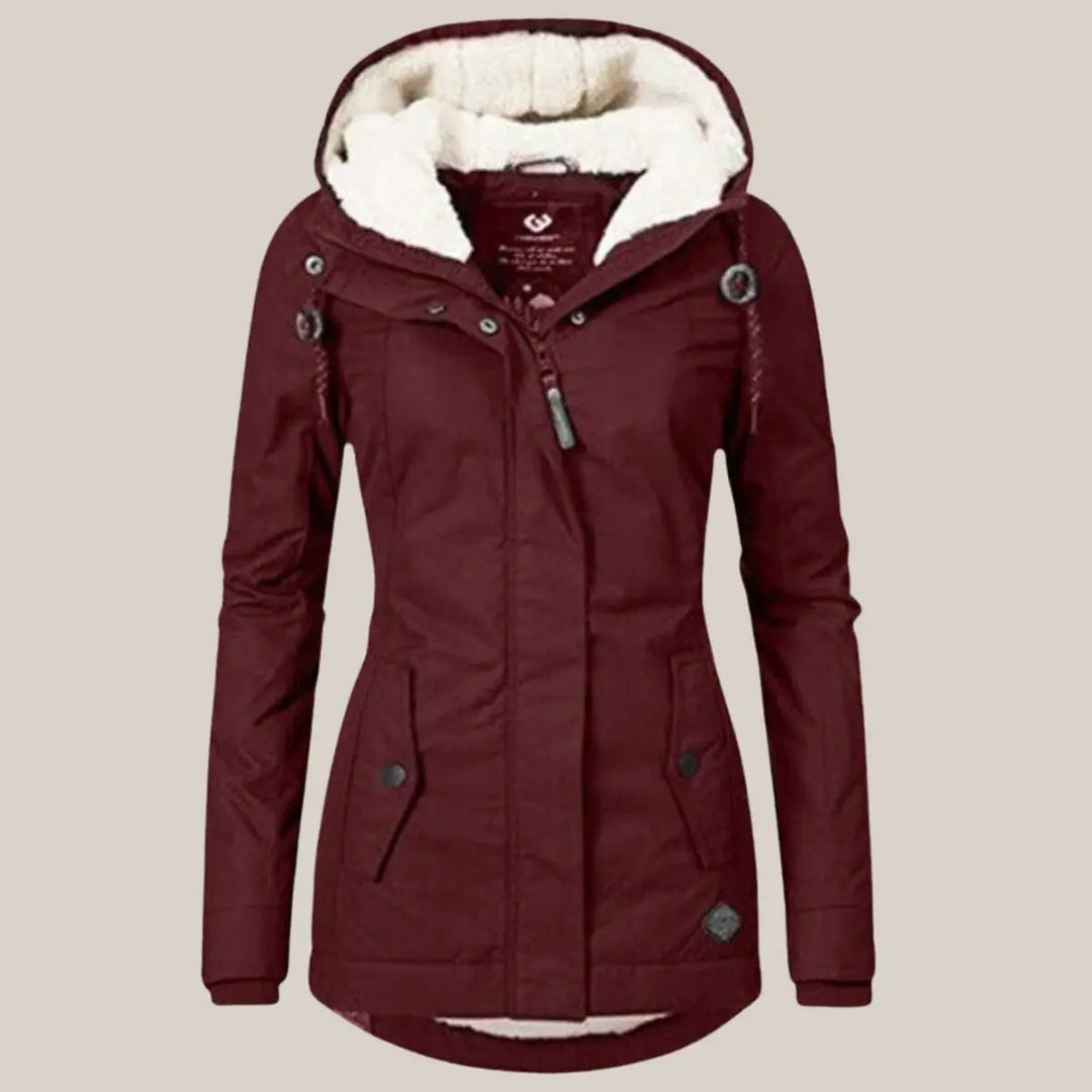 Women's Fleece-Lined Hooded Quilted Jacket Sherpa Winter Coat