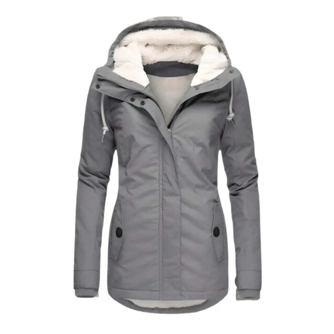 Women's Fleece-Lined Hooded Waterproof Winter Coat