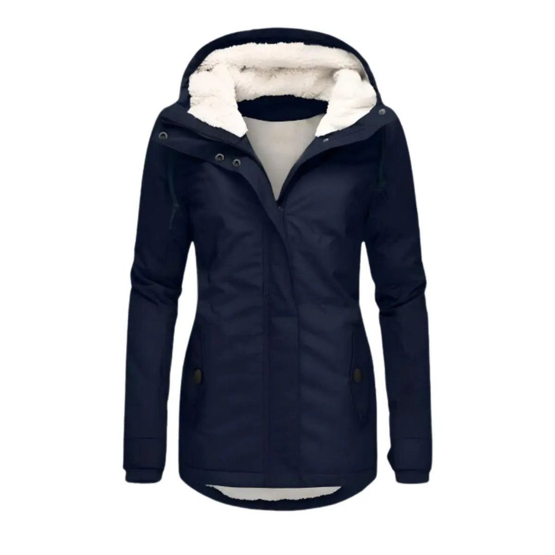 Women's Fleece-Lined Hooded Waterproof Winter Coat