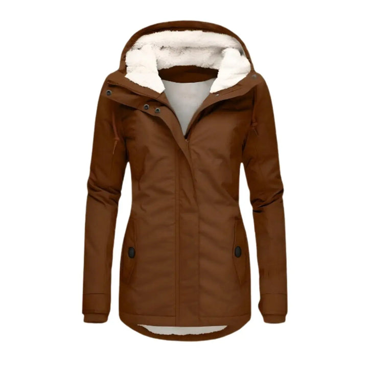 Women's Fleece-Lined Hooded Waterproof Winter Coat