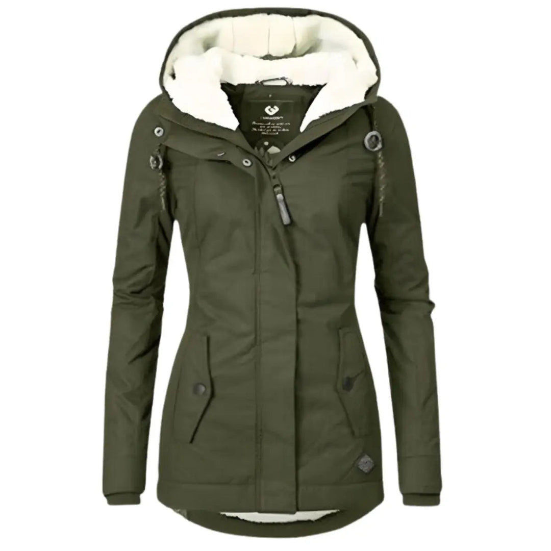 Women's Fleece-Lined Hooded Waterproof Winter Coat