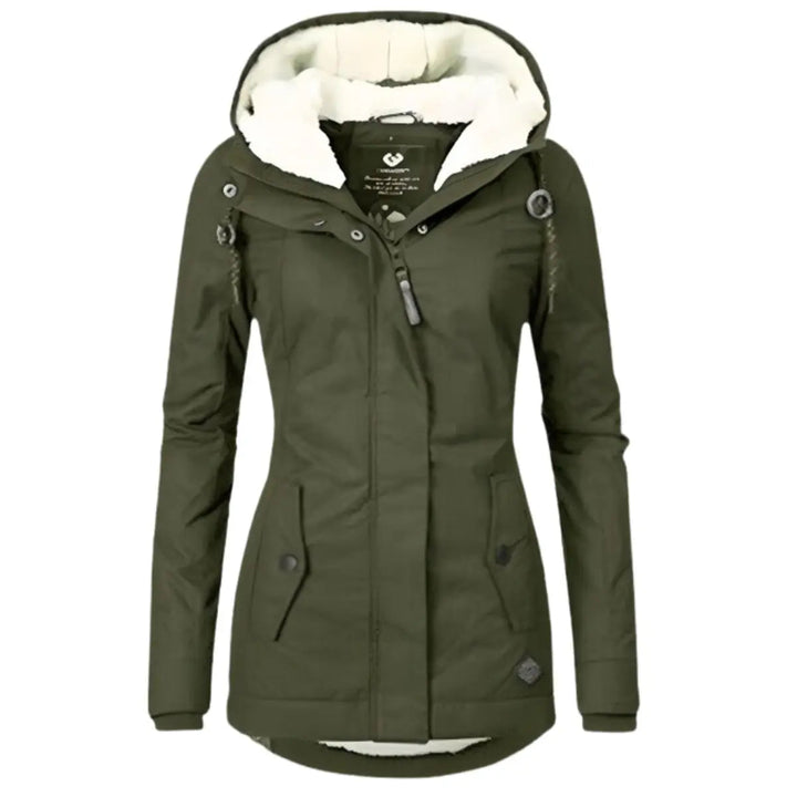 Women's Fleece-Lined Hooded Waterproof Winter Coat