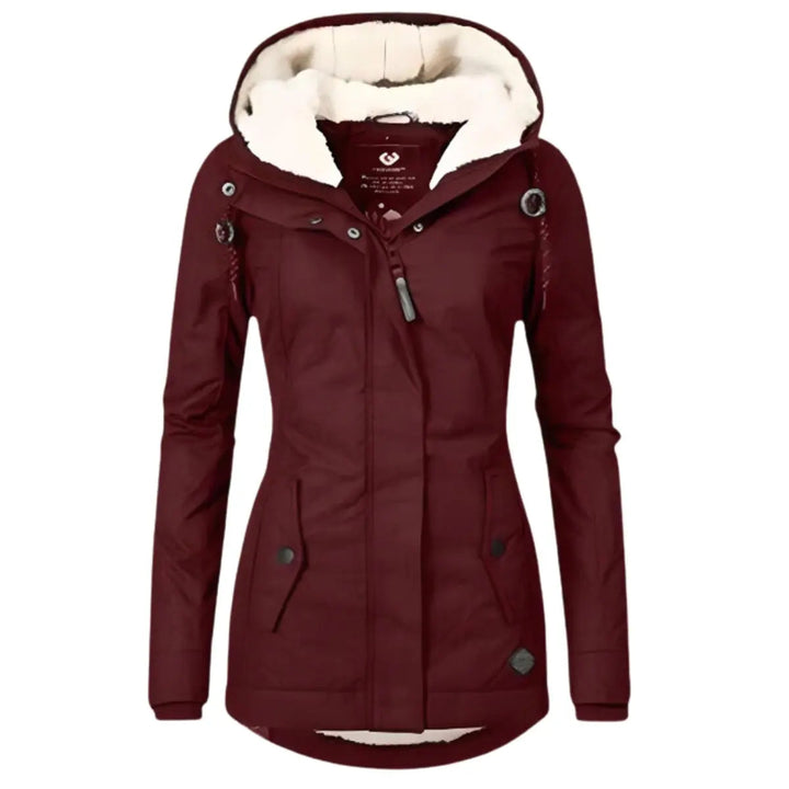 Women's Fleece-Lined Hooded Waterproof Winter Coat