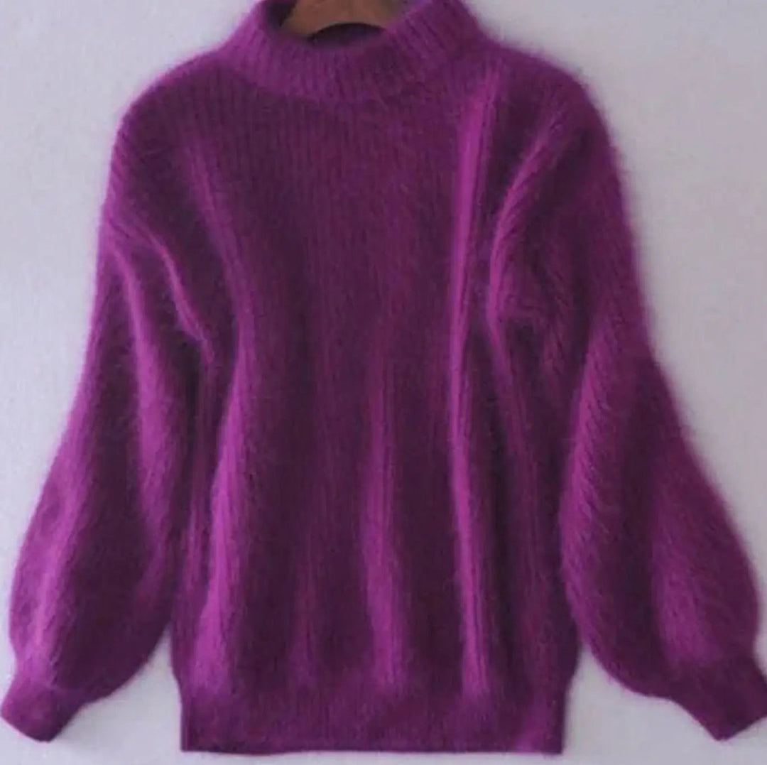 Women's Fluffy Turtleneck Loose Knit Sweater Jumper