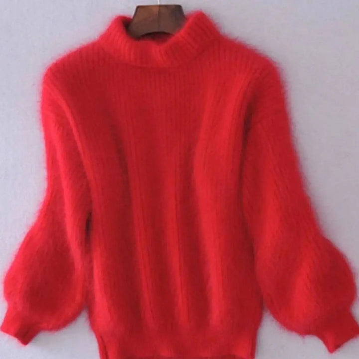 Women's Fluffy Turtleneck Loose Knit Sweater Jumper