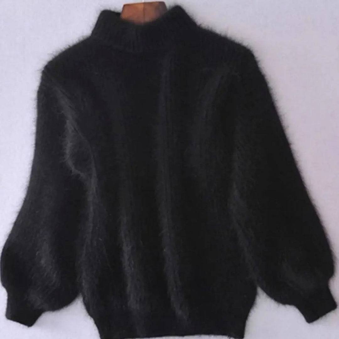 Women's Fluffy Turtleneck Loose Knit Sweater Jumper