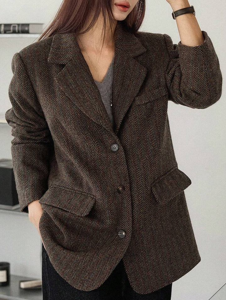 Women's Herringbone Notch Lapel Blazer