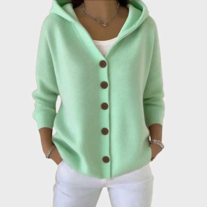 Women's Hooded Button-Front Relaxed-Fit Knit Cardigan