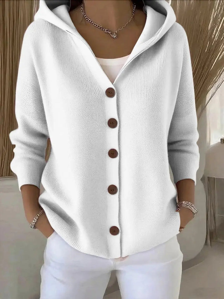Women's Hooded Button-Front Relaxed-Fit Knit Cardigan