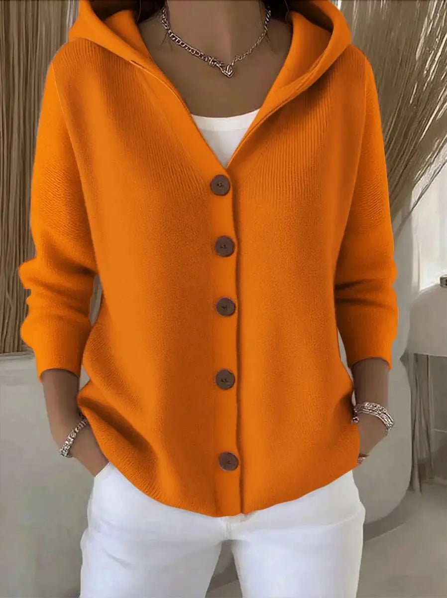 Women's Hooded Button-Front Relaxed-Fit Knit Cardigan