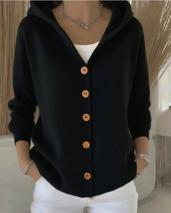 Women's Hooded Button-Front Relaxed-Fit Knit Cardigan