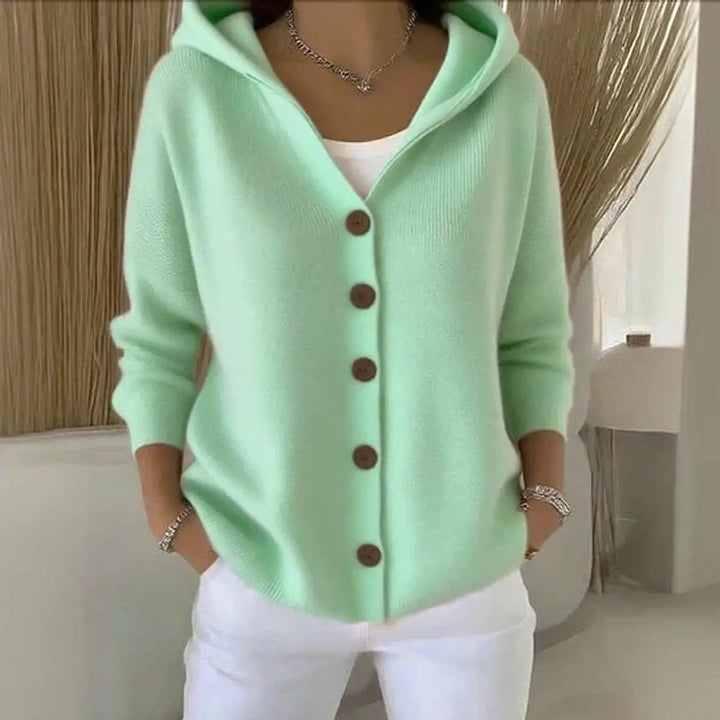 Women's Hooded Button-Front Relaxed-Fit Knit Cardigan