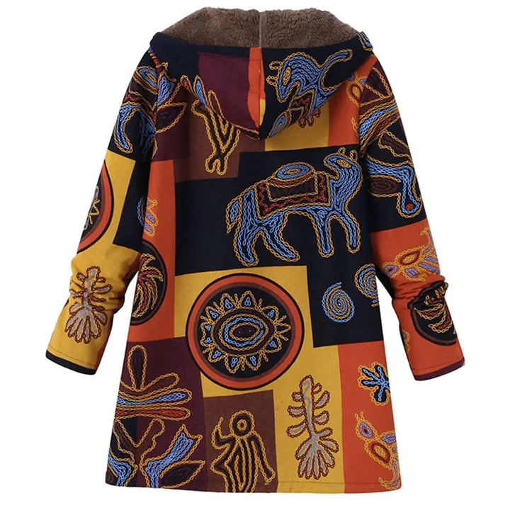 Women's Hooded Fleece-Lined Winter Floral Coat