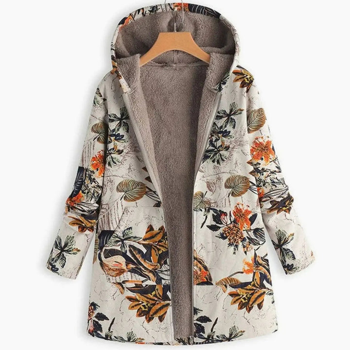 Women's Hooded Fleece-Lined Winter Floral Coat