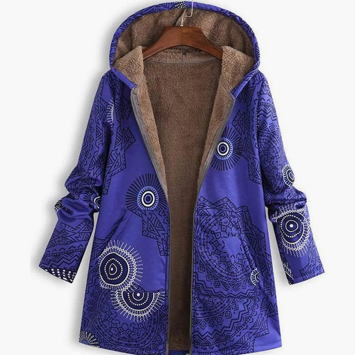 Women's Hooded Fleece-Lined Winter Floral Coat