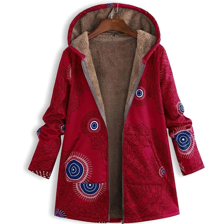Women's Hooded Fleece-Lined Winter Floral Coat