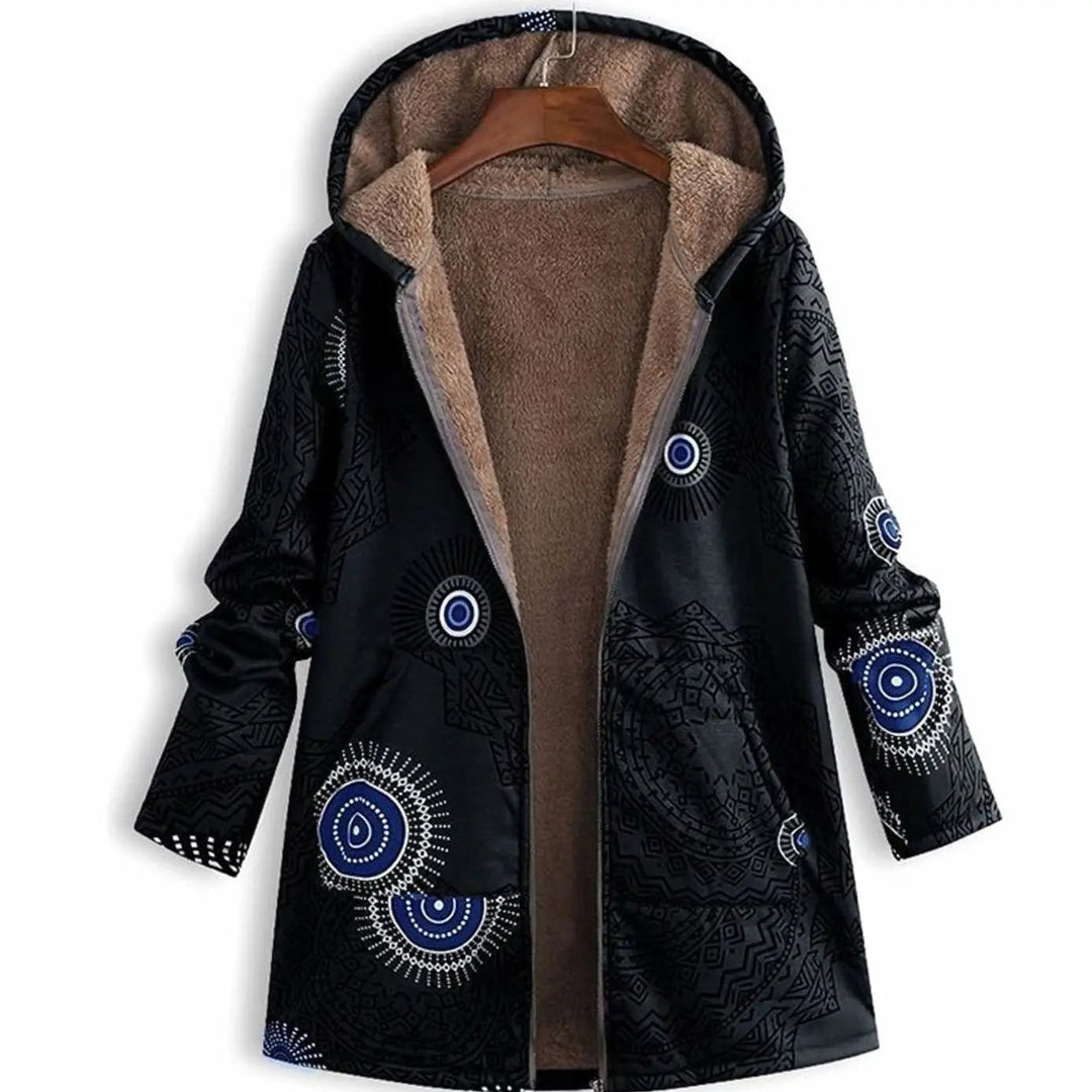 Women's Hooded Fleece-Lined Winter Floral Coat