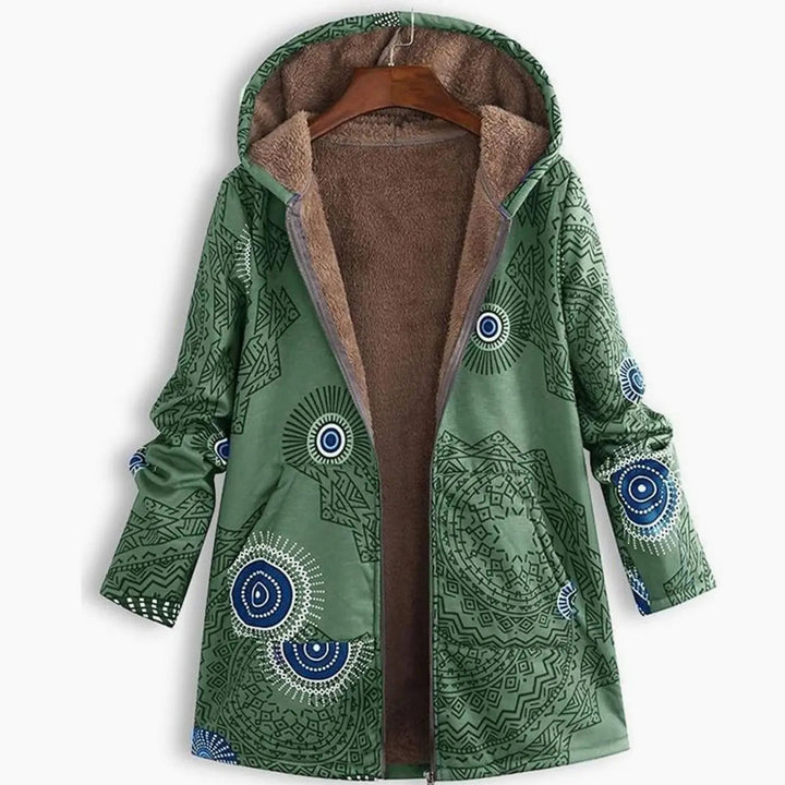 Women's Hooded Fleece-Lined Winter Floral Coat