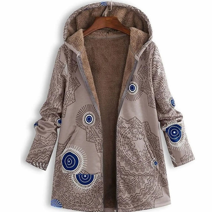 Women's Hooded Fleece-Lined Winter Floral Coat