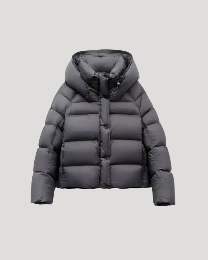 Women's Hooded Cropped Padded Jacket in Grey