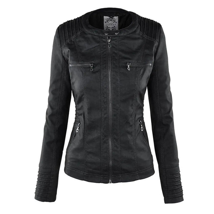 Women's Hooded Removable-Hood Faux Leather Biker Coat