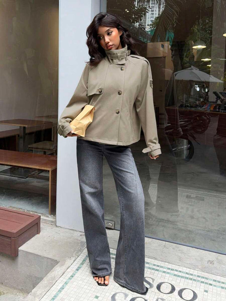 Women's Houndstooth Funnel Neck Jacket