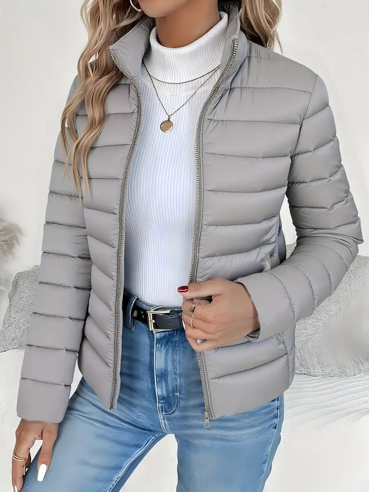 Women's Lightweight Quilted Puffer Coat Stand Collar Zip-Up
