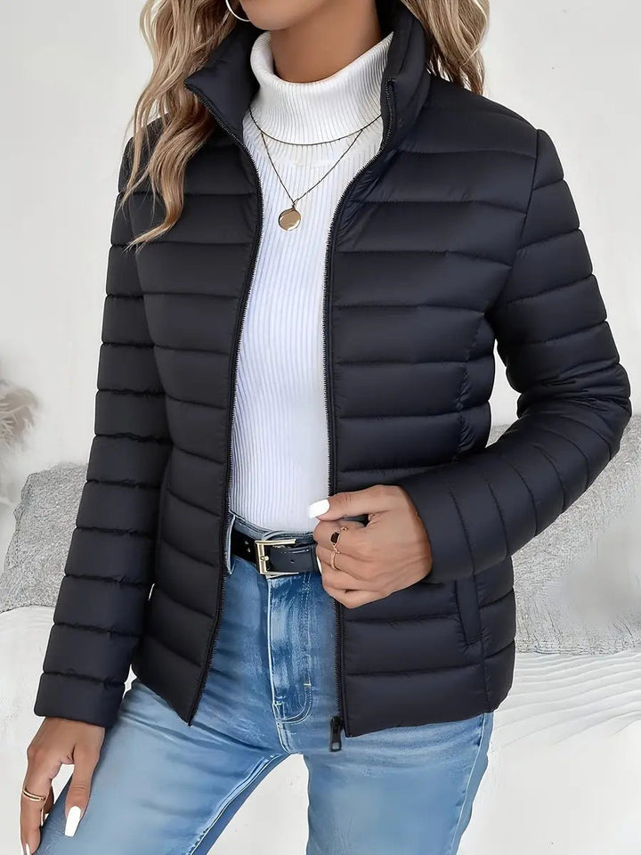 Women's Lightweight Quilted Puffer Coat Stand Collar Zip-Up