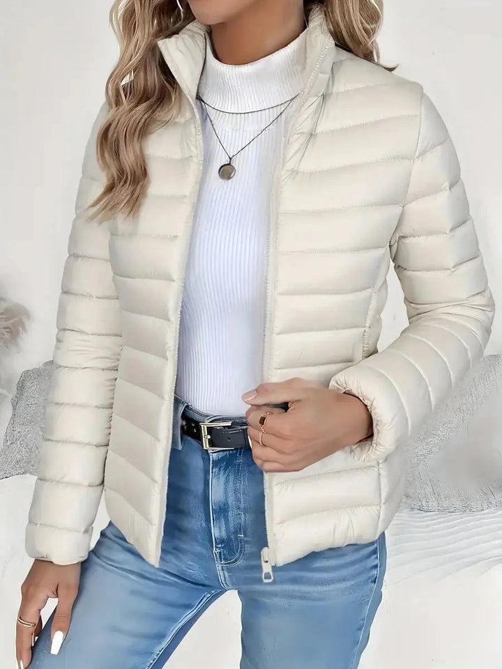 Women's Lightweight Quilted Puffer Coat Stand Collar Zip-Up